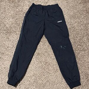 Adidas Black Nylon-Lined Joggers with Logo